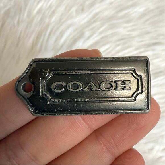 1.5" COACH Dark Gray Fob Bag Charm Hang tag Hangtag - Picture 1 of 2